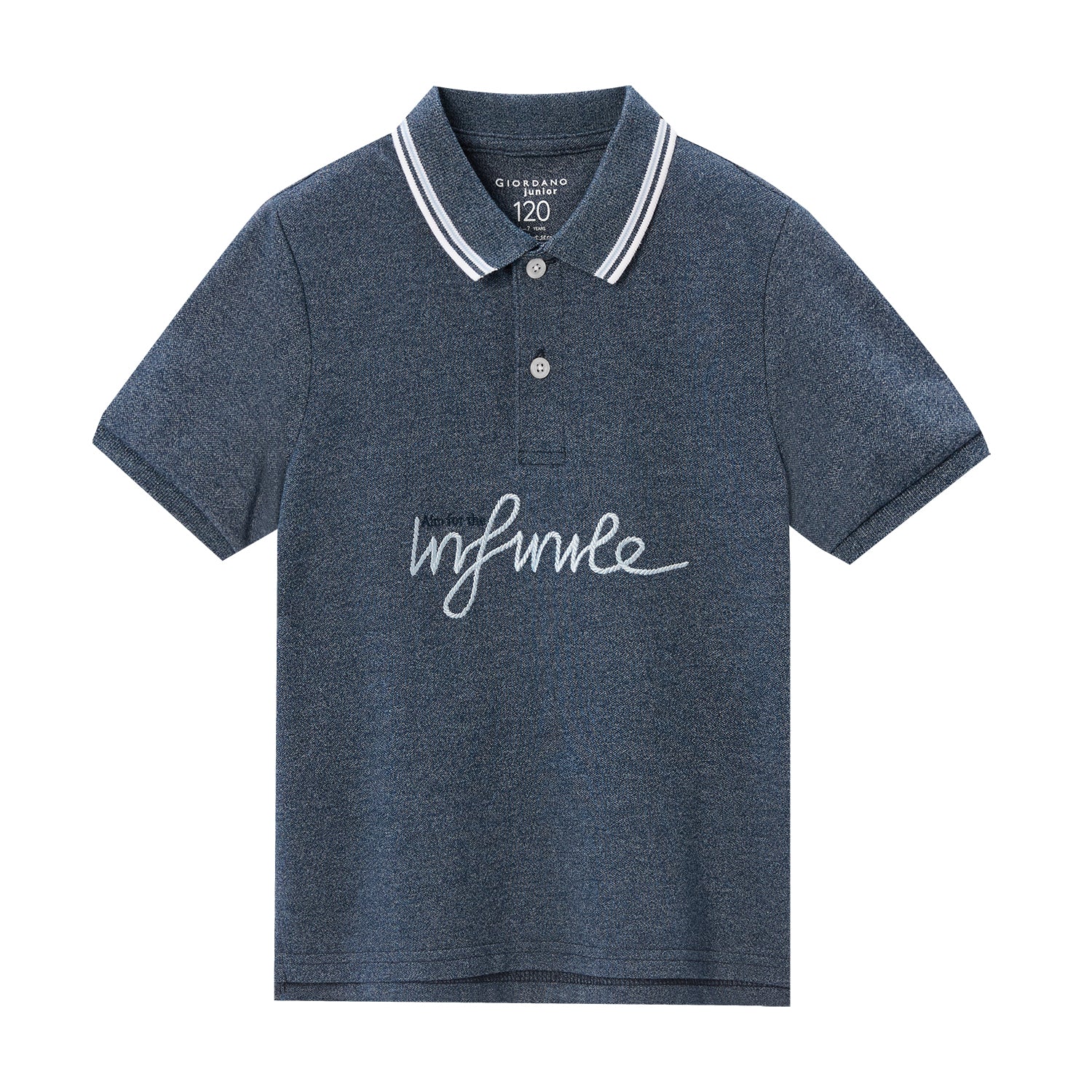 Giordano Kids Thematic Bold Polo: Slim Fit, Bold Embroidery, Everyday Style-Blue