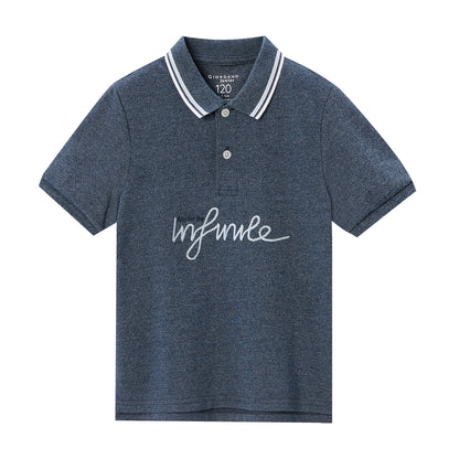 Giordano Kids Thematic Bold Polo: Slim Fit, Bold Embroidery, Everyday Style-Blue