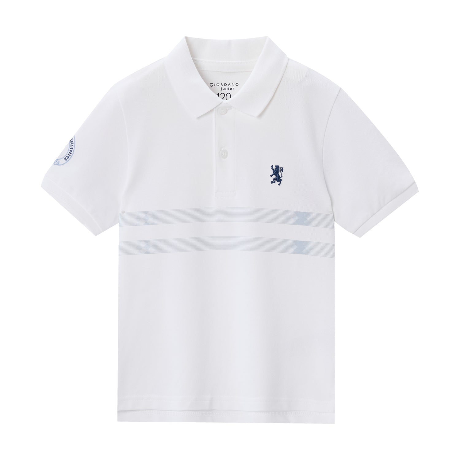 Giordano Kids Thematic Bold Polo: Slim Fit, Bold Embroidery, Everyday Style-White