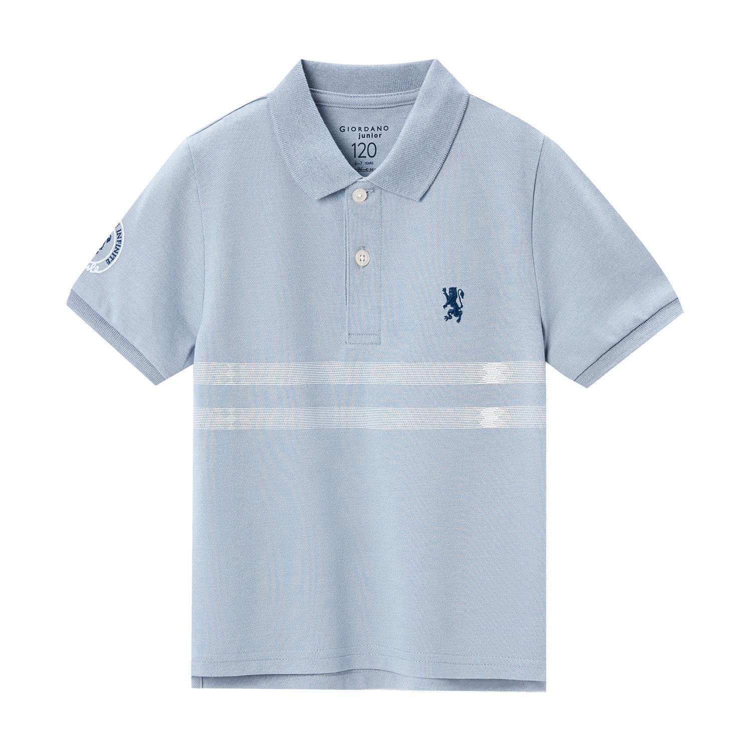 Giordano Kids Thematic Bold Polo: Slim Fit, Bold Embroidery, Everyday Style-Blue