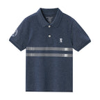 Giordano Kids Thematic Bold Polo: Slim Fit, Bold Embroidery, Everyday Style-Blue
