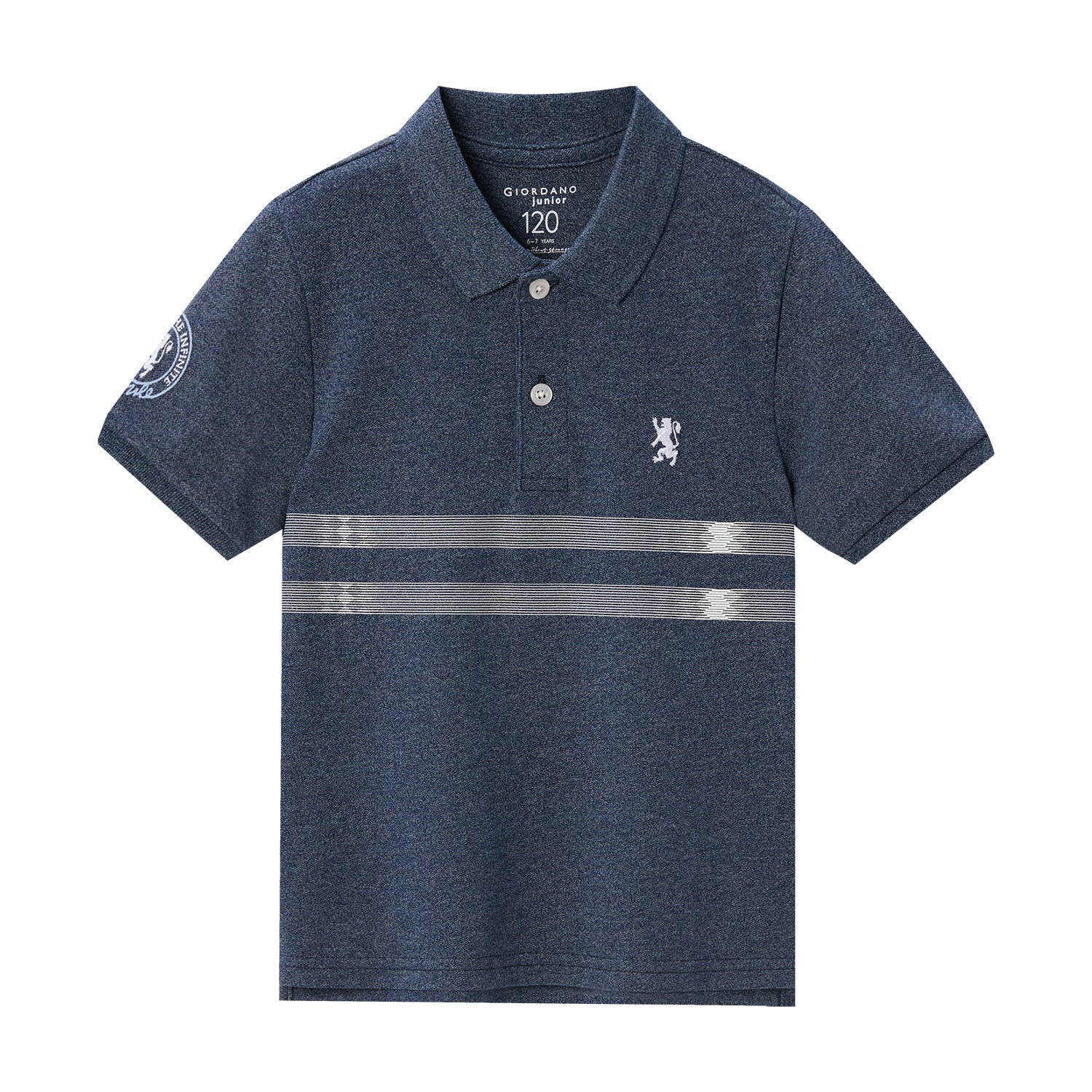 Giordano Kids Thematic Bold Polo: Slim Fit, Bold Embroidery, Everyday Style-Blue