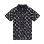 Giordano Kids' Geometric Print Polo: Slim Fit, Bold Design, All-Day Comfort-Black