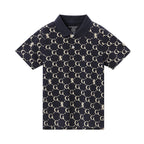 Giordano Kids' Geometric Print Polo: Slim Fit, Bold Design, All-Day Comfort-Black