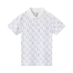 Giordano Kids' Geometric Print Polo: Slim Fit, Bold Design, All-Day Comfort-White