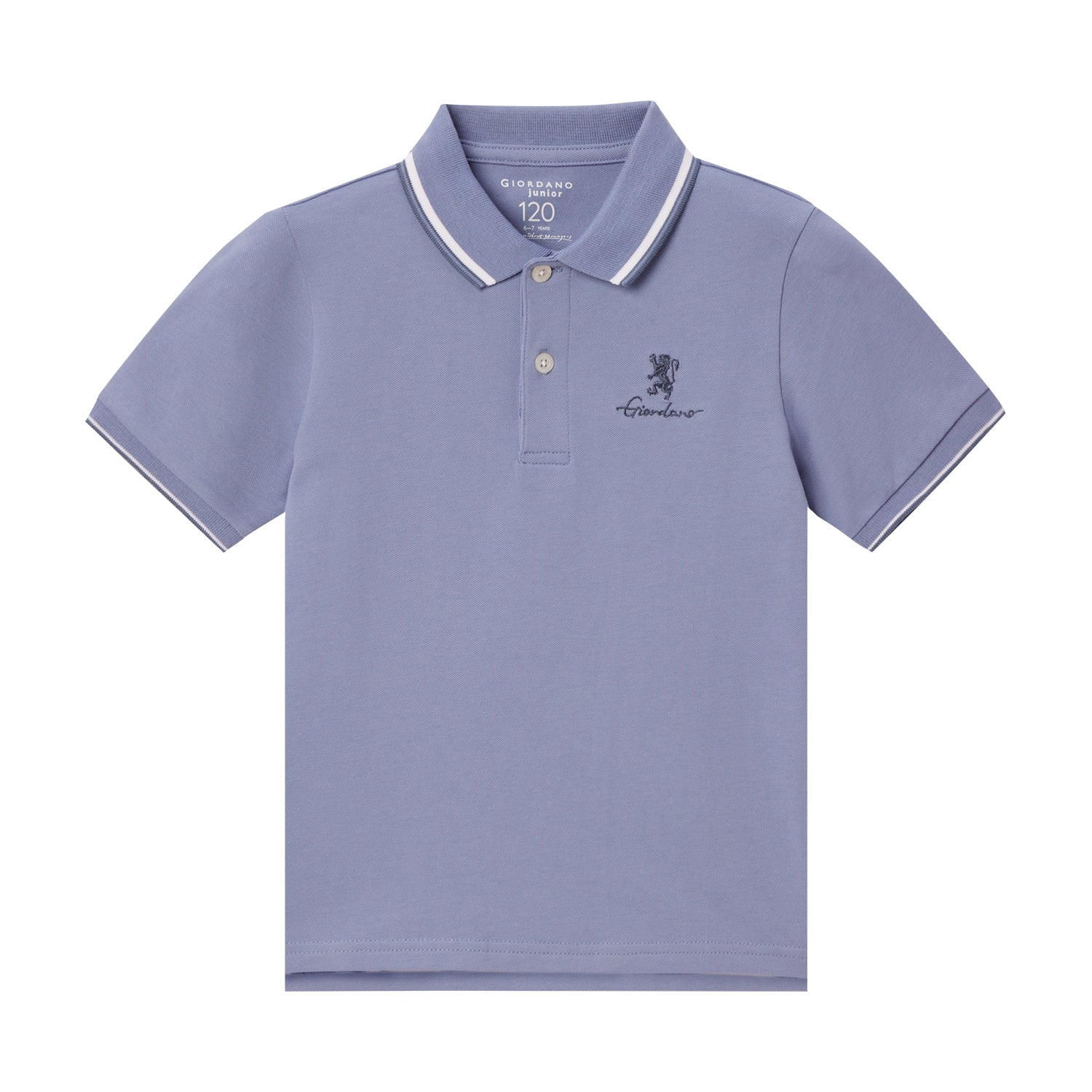 Giordano Junior's Slim Fit Cotton Pique Signature Embroidery Polo-Blue