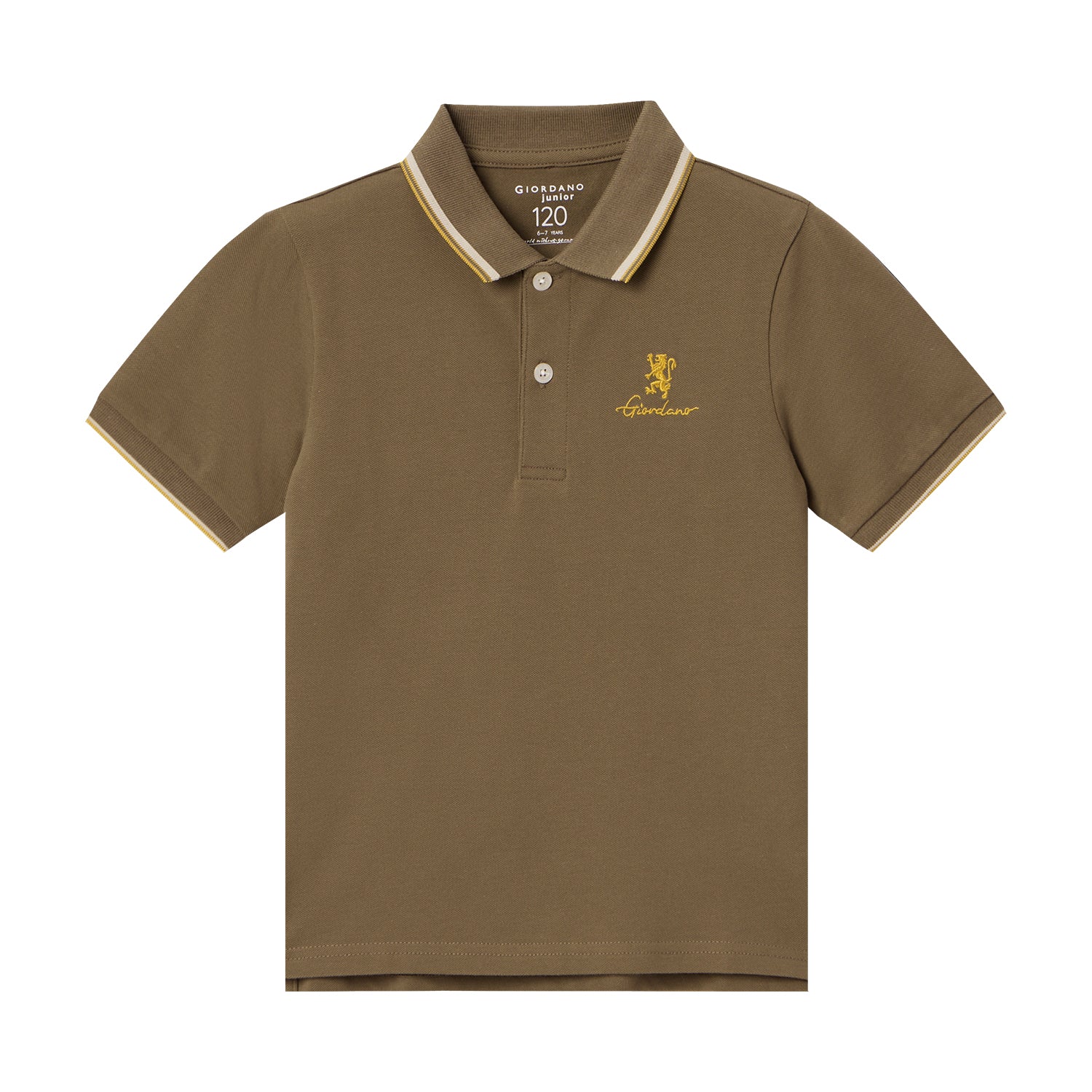 Giordano Junior's Slim Fit Cotton Pique Signature Embroidery Polo-Green