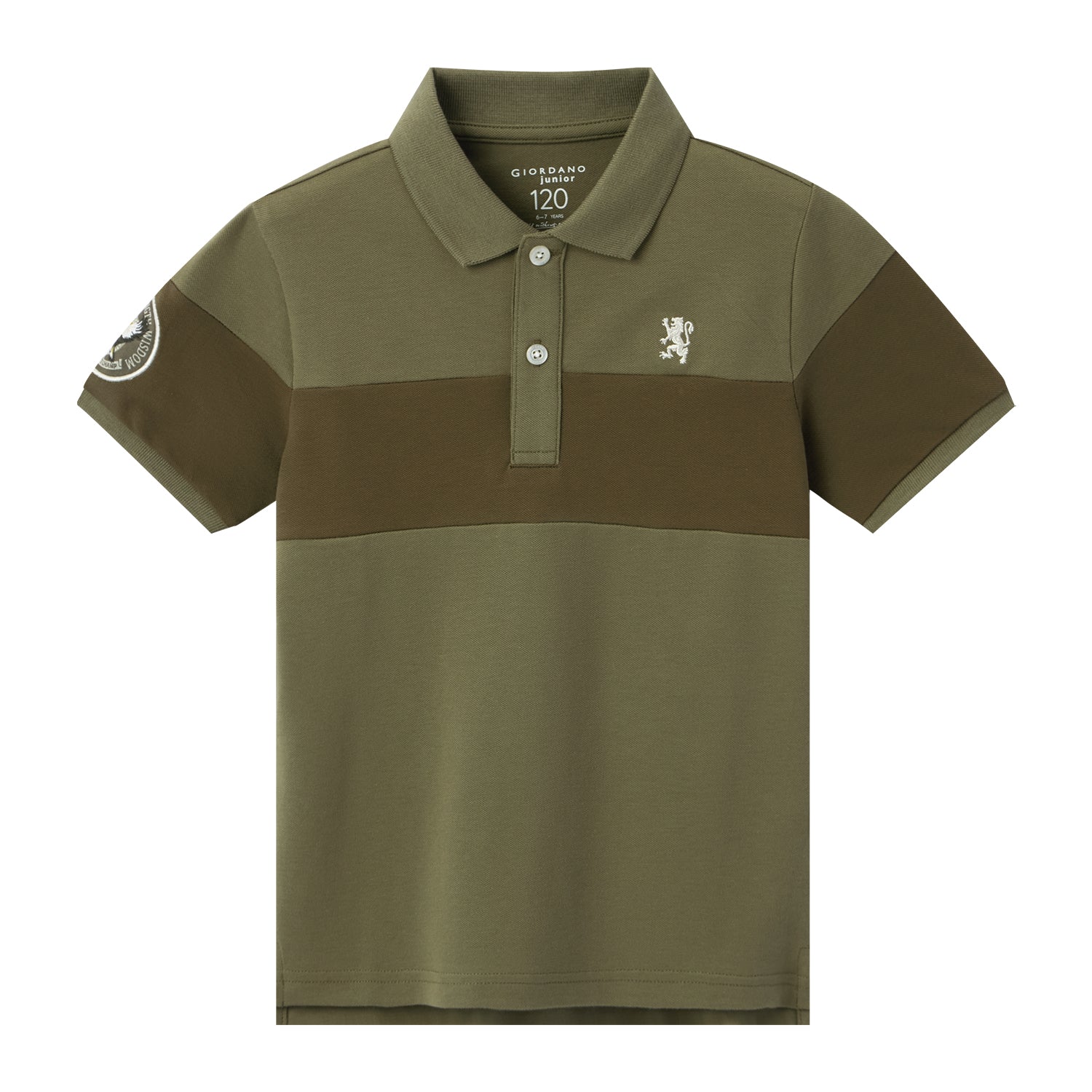 Giordano Kids' Lion Crest Polo: Slim Fit, Classic Style, Bold Detailing-Multicolor
