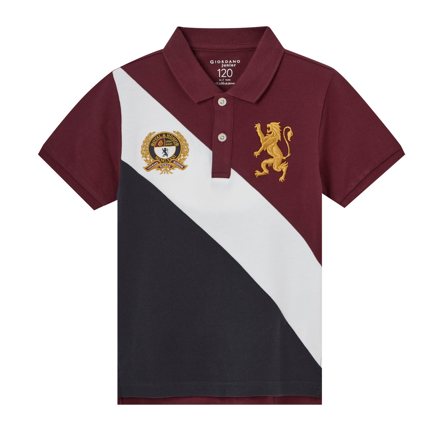 Giordano Kids' Cotton-Lycra Slim Fit Polo-Multicolor