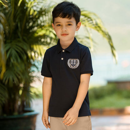 Kids’ Slim Fit Cotton-Lycra Piqué Polo Shirt With Embroidered Logo
