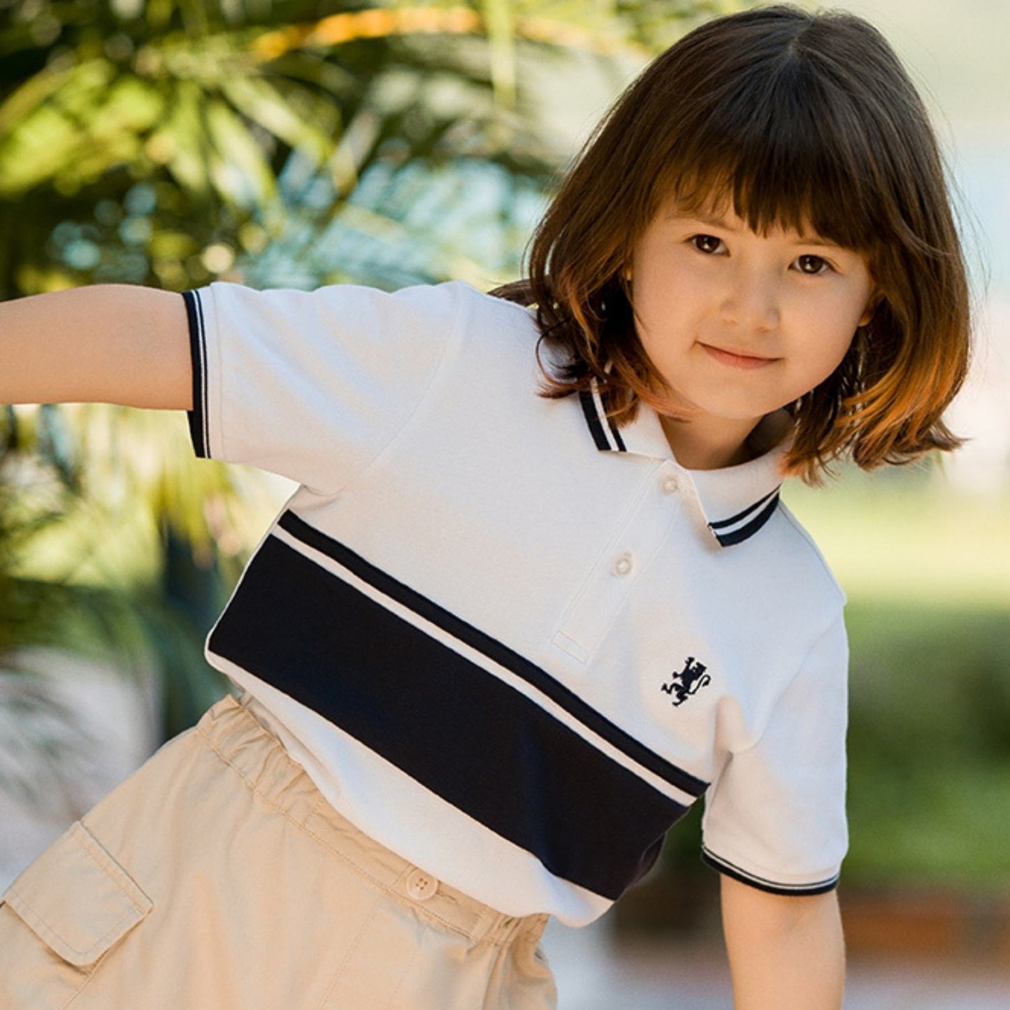 Kids’ Slim Fit Cotton-Lycra Piqué Polo With Embroidered Logo