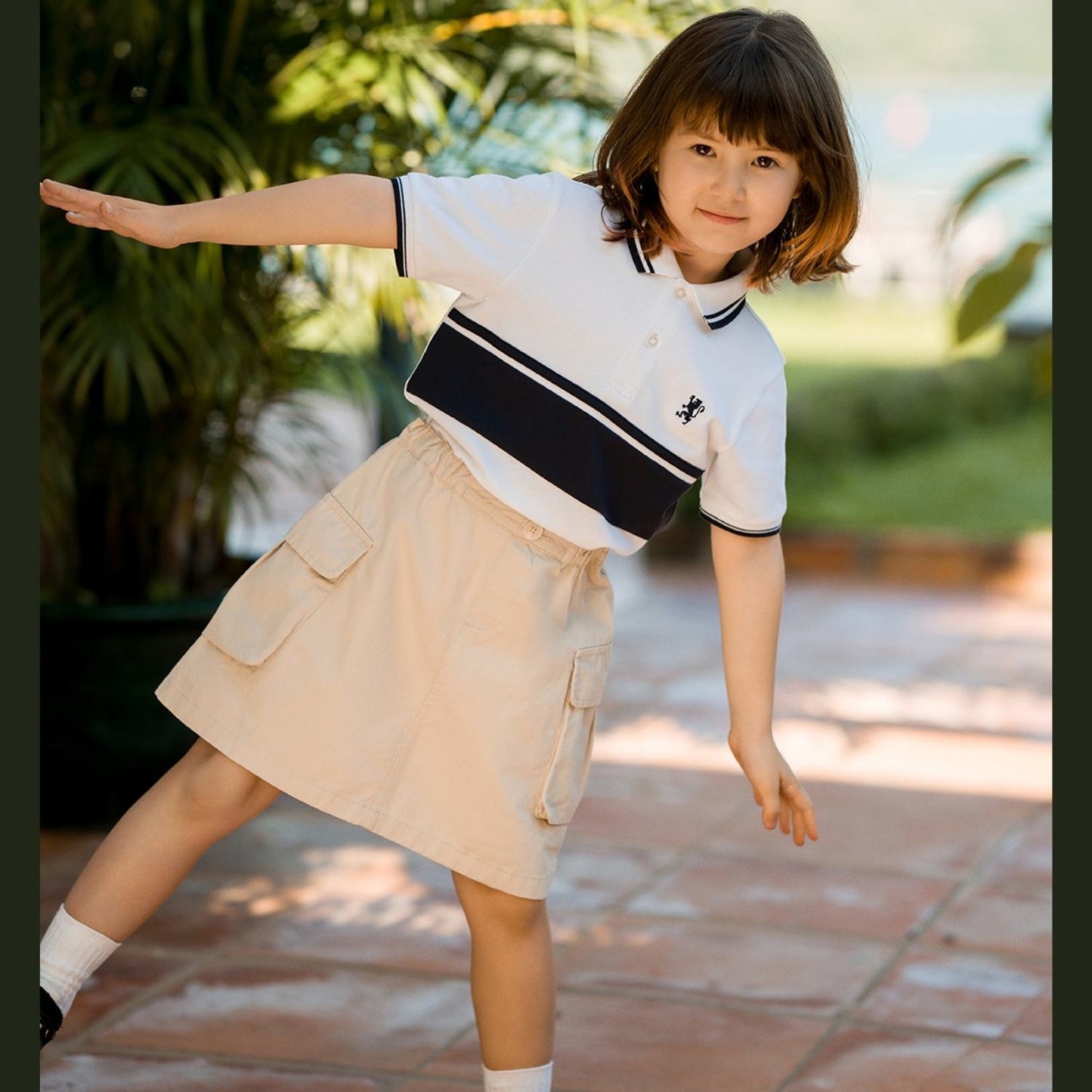 Kids’ Slim Fit Cotton-Lycra Piqué Polo With Embroidered Logo