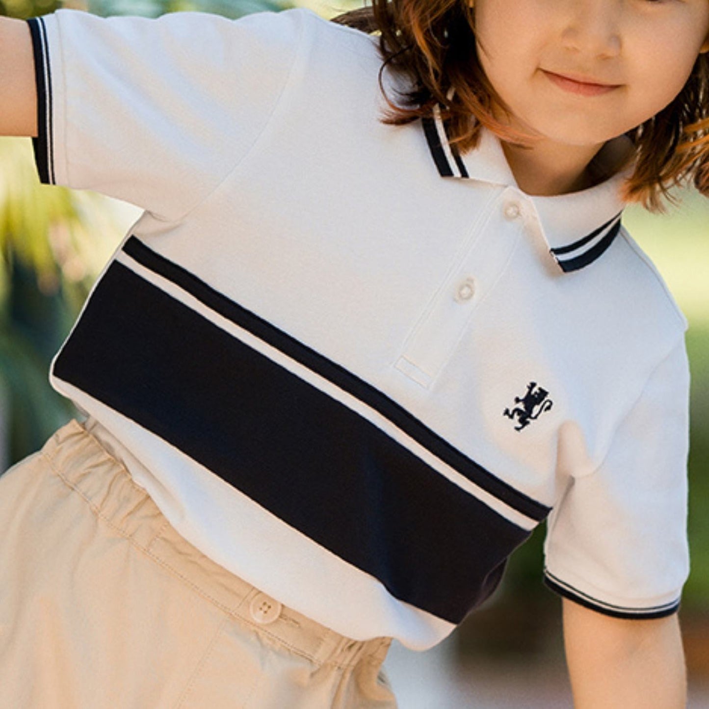 Kids’ Slim Fit Cotton-Lycra Piqué Polo With Embroidered Logo
