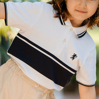Kids’ Slim Fit Cotton-Lycra Piqué Polo With Embroidered Logo