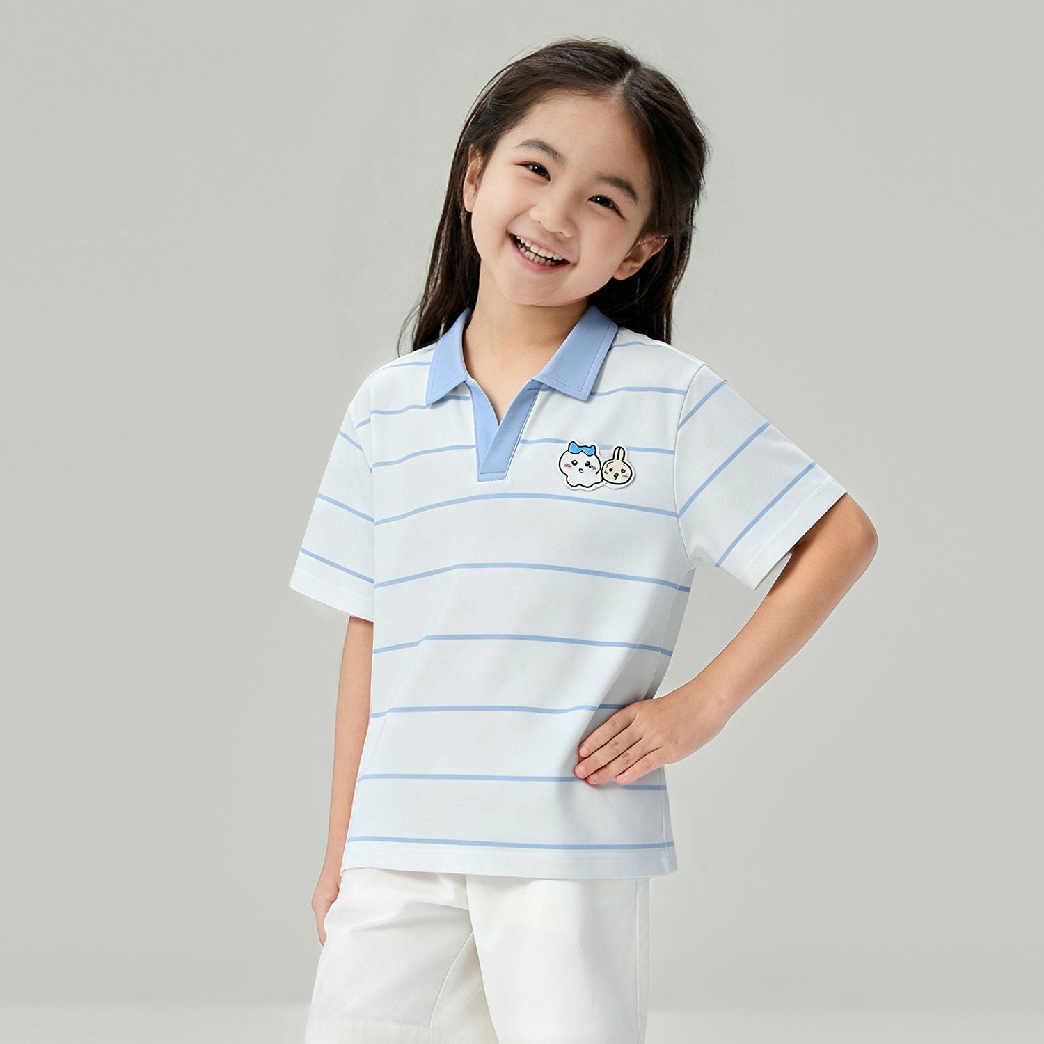 Kids Chiikawa Striped Cotton Knit Polo