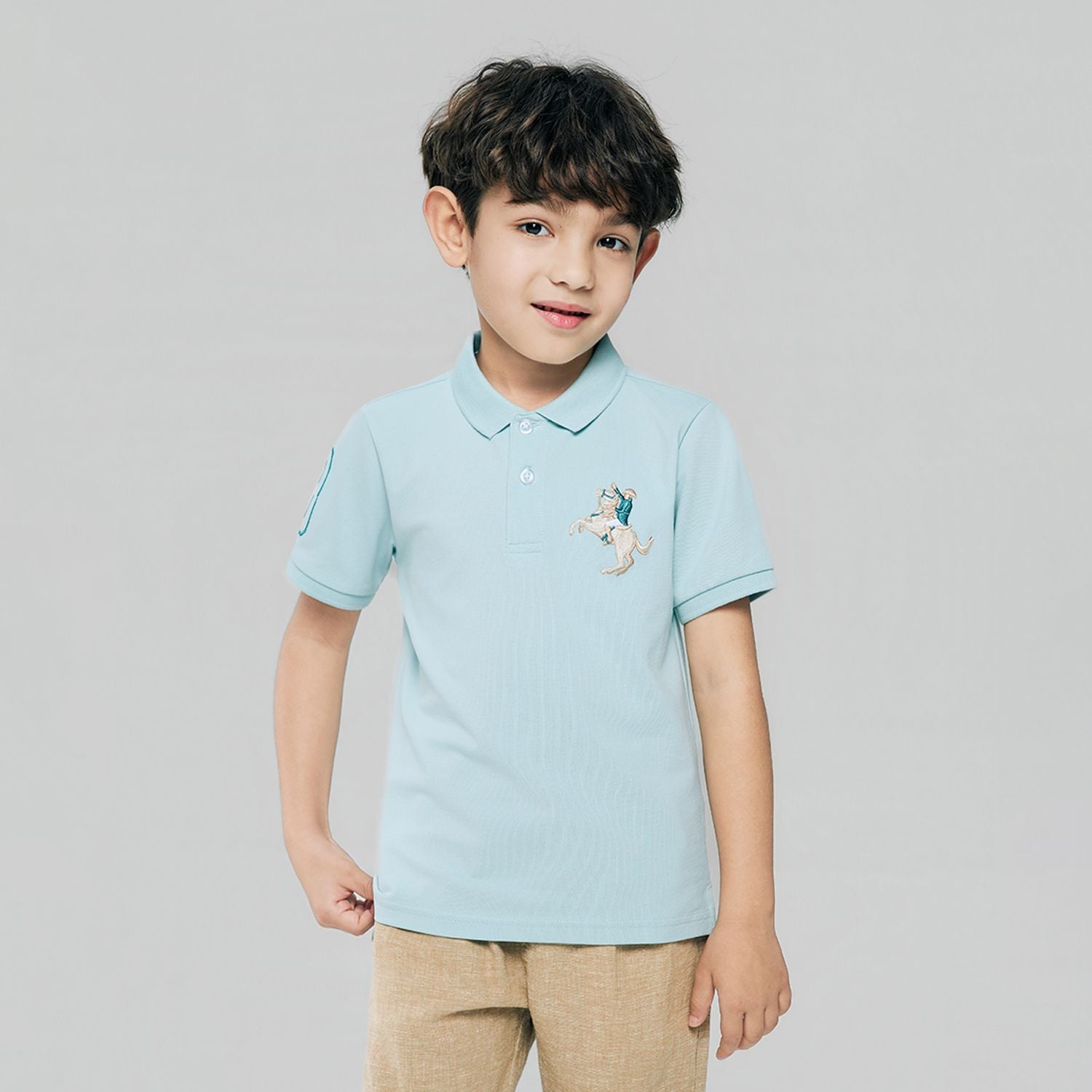 Kid's Cotton Polo with Napoleon Embroidery