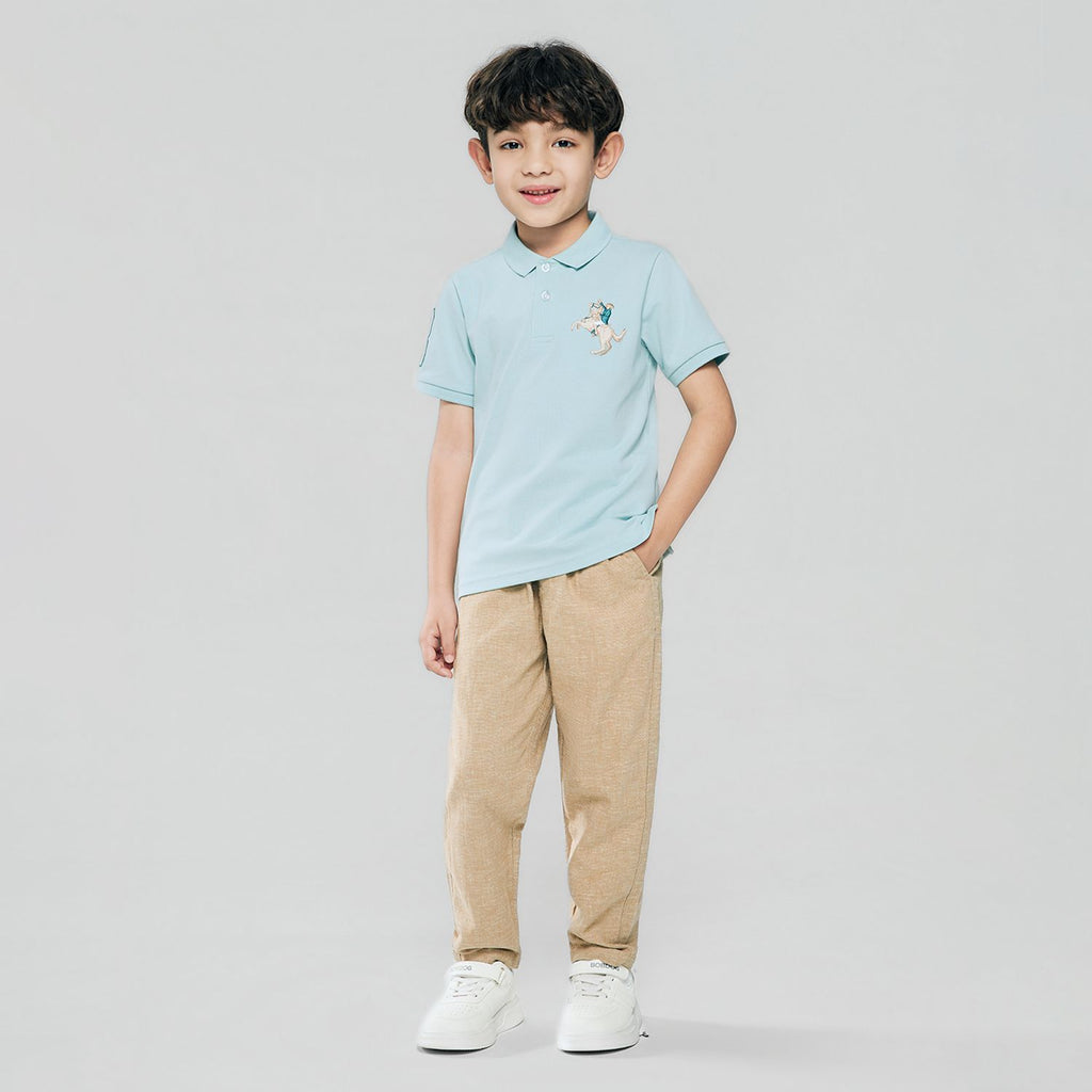 Kid's Cotton Polo with Napoleon Embroidery