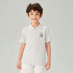 Kids' Slim Fit 3D Embroidery Lion Polo