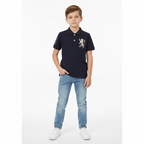 Kids’ Slim Fit Lion Embroidered Cotton Polo