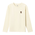 Giordano Kids’ Velour Crew Neck Long Sleeve Embroidery Tee-White