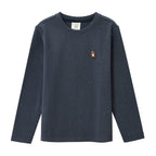 Kid's' Velour Crew Neck Long Sleeve Embroidery Tee
