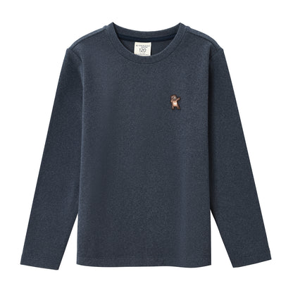 Kids’ Velour Crew Neck Long Sleeve Embroidery Tee