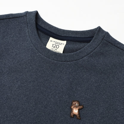 Kids’ Velour Crew Neck Long Sleeve Embroidery Tee
