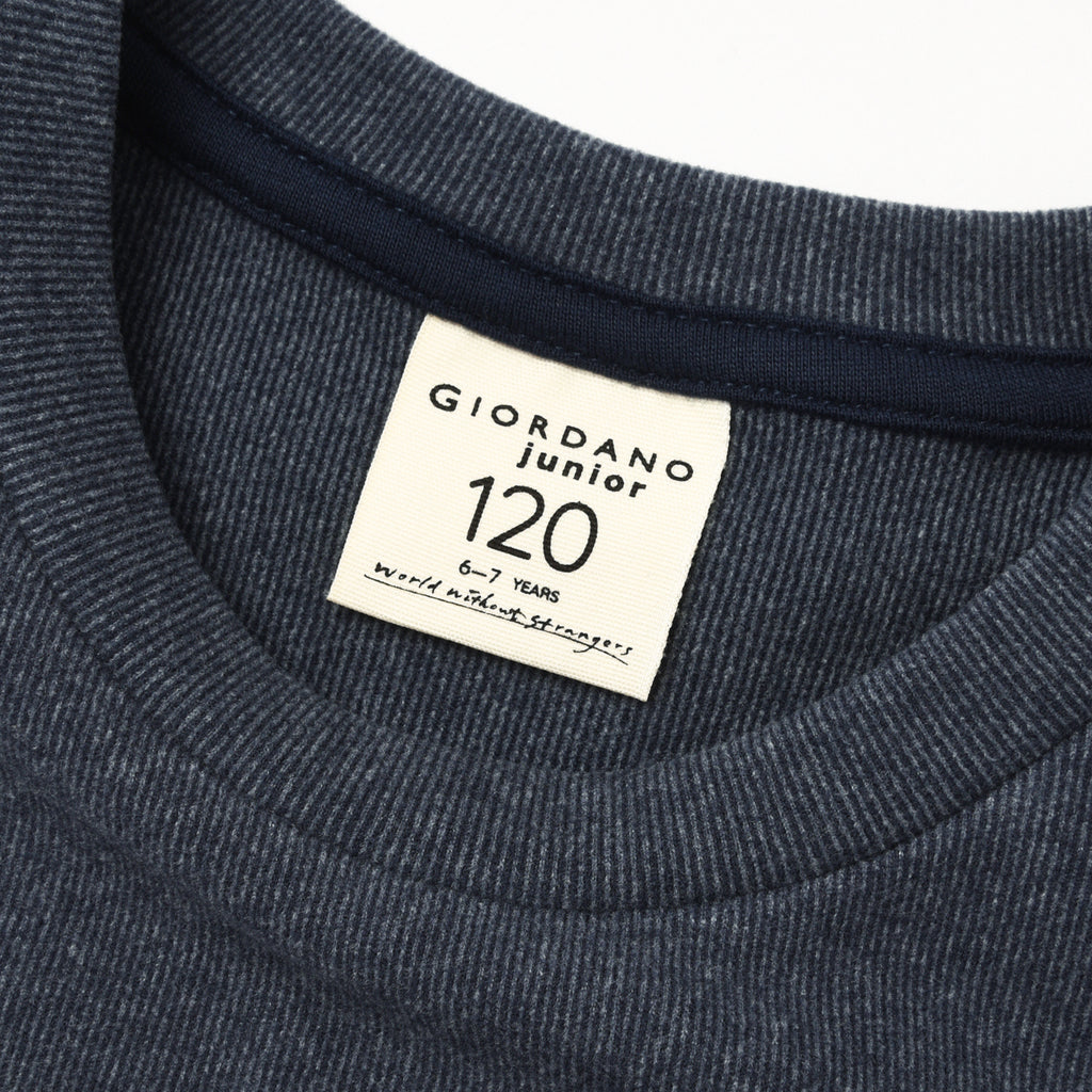 Kid's' Velour Crew Neck Long Sleeve Embroidery Tee