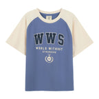 Giordano Kids' Graphic Tee: Soft Jersey, Raglan Sleeves, Eco-Friendly Stretch-Blue