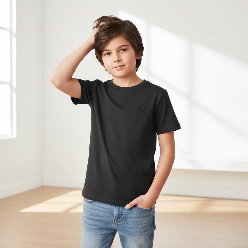 Junior Liquid Touch Embroidered Smart Tee - Soft Cotton Interlock