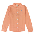 Giordano Junior Cotton Oxford Full Opening Long Sleeve Slim Fit Embroidery Garment Wash Shirt-Orange