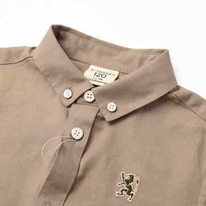 Junior Cotton Oxford Full Opening Long Sleeve Slim Fit Embroidery Garment Wash Shirt