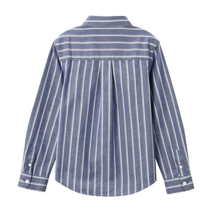 Junior Cotton Oxford Full Opening Long Sleeve Slim Fit Embroidery Garment Wash Shirt