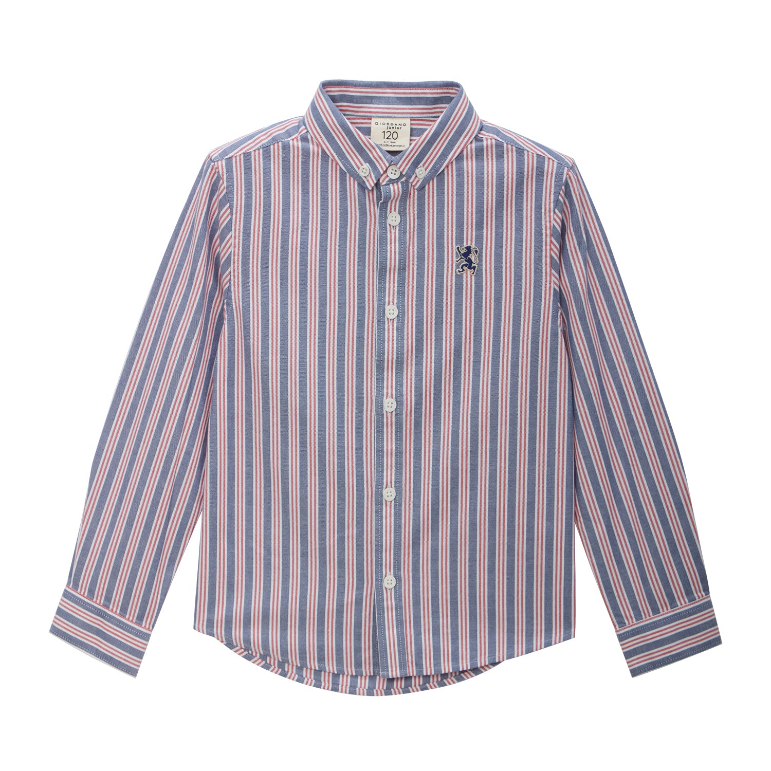 Junior Cotton Oxford Full Opening Long Sleeve Slim Fit Embroidery Garment Wash Shirt