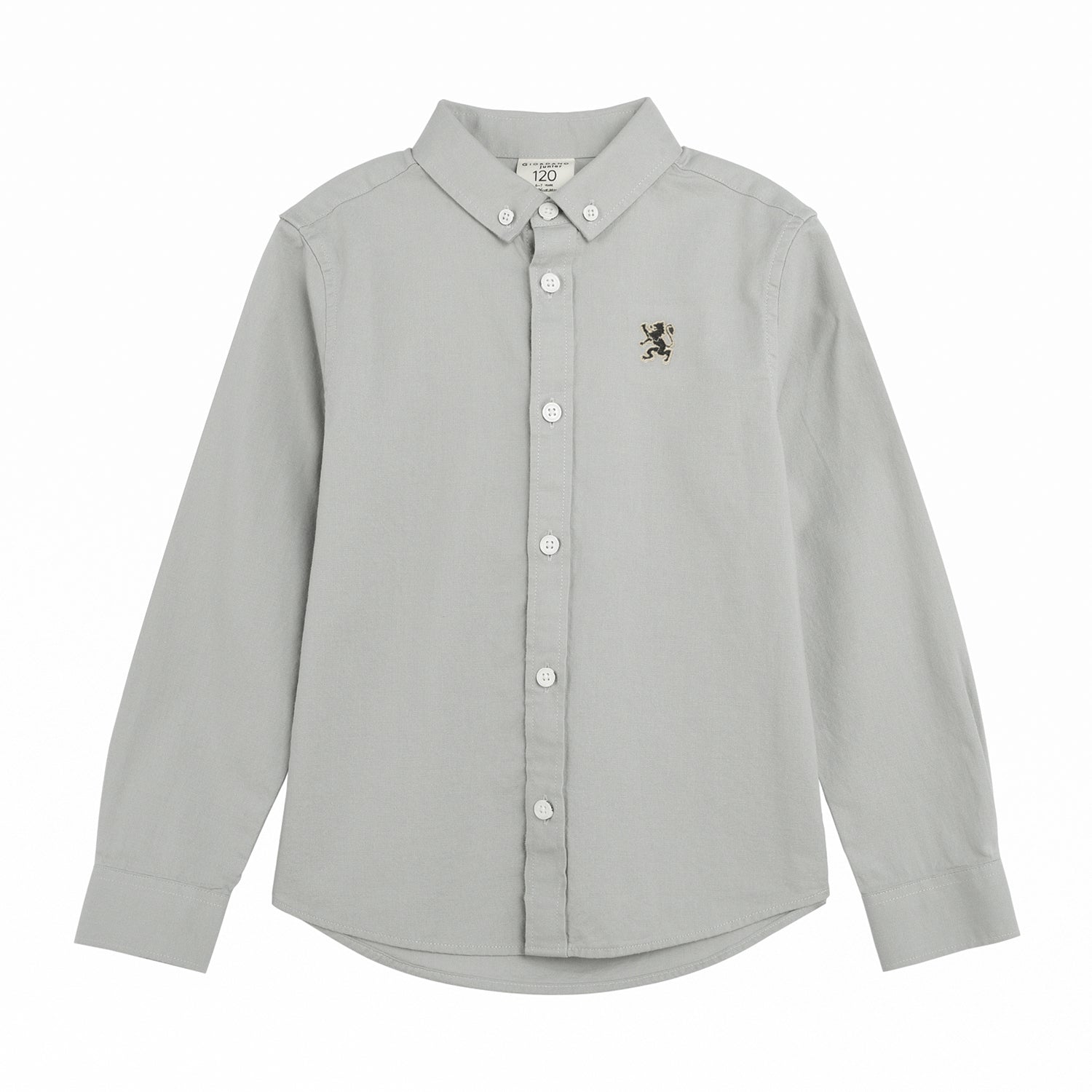 Junior Cotton Oxford Full Opening Long Sleeve Slim Fit Embroidery Garment Wash Shirt