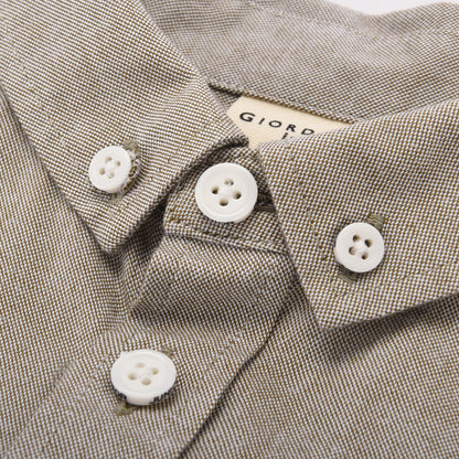 Junior Cotton Oxford Full Opening Long Sleeve Slim Fit Embroidery Garment Wash Shirt