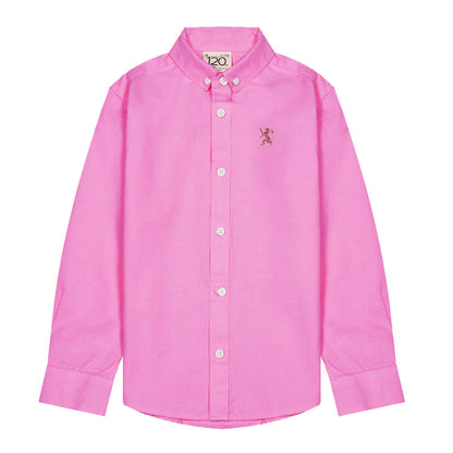 Kids' Cotton Oxford Shirt: Full Button, Embroidered & Garment Washed