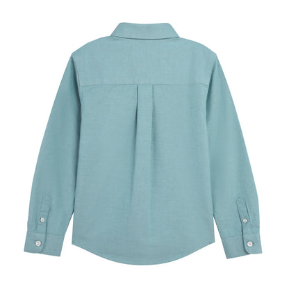 Kids' Cotton Oxford Shirt: Full Button, Embroidered & Garment Washed
