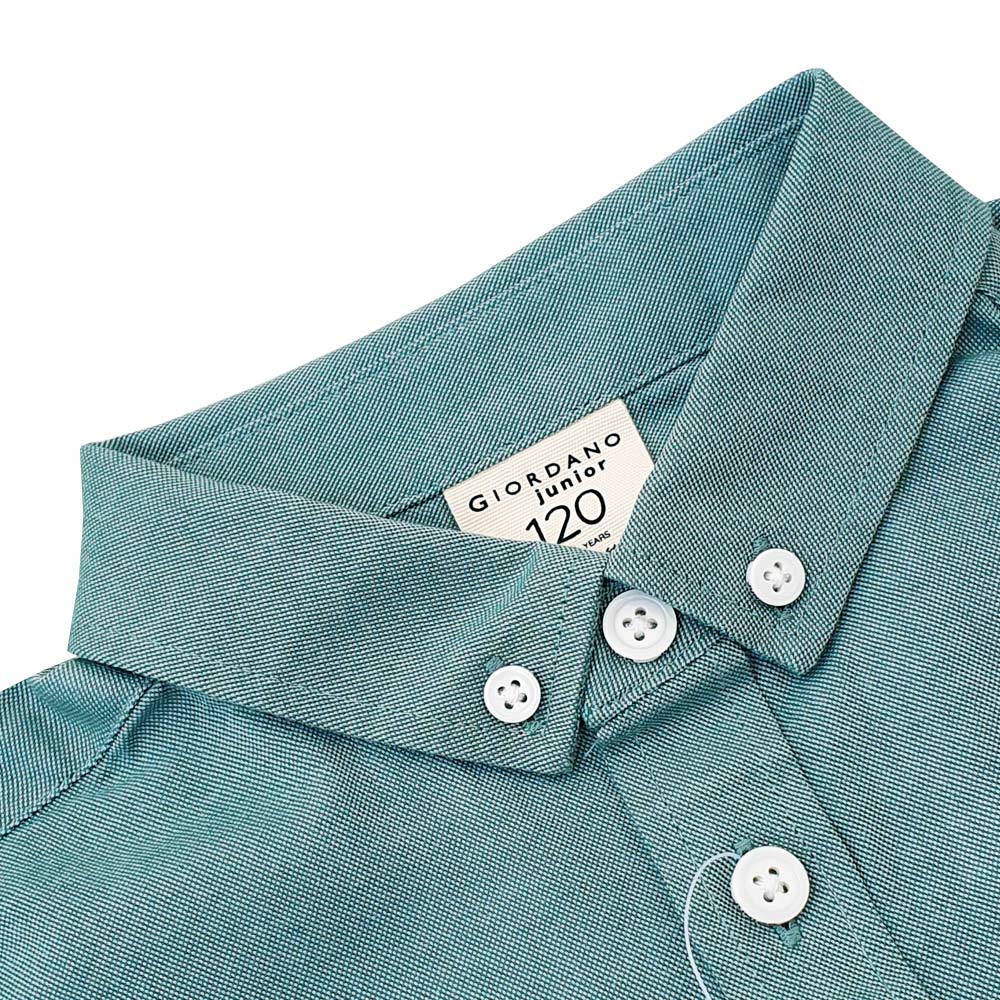 Kids' Cotton Oxford Shirt: Full Button, Embroidered & Garment Washed