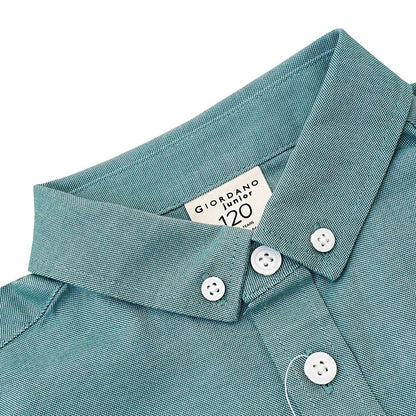Kids' Cotton Oxford Shirt: Full Button, Embroidered & Garment Washed