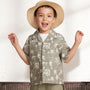Giordano Kids Linen Cotton Short Sleeve Shirt - Relaxed Fit-Multicolor