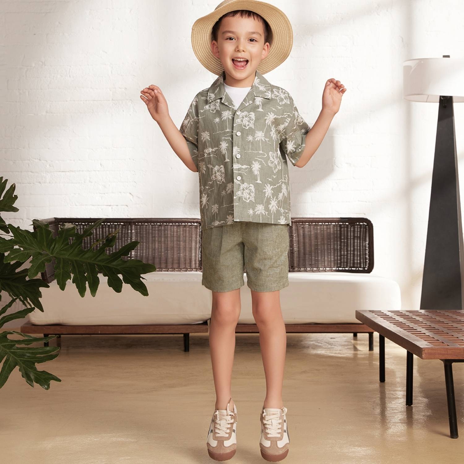 Kids Linen Cotton Short Sleeve Shirt - Relaxed Fit