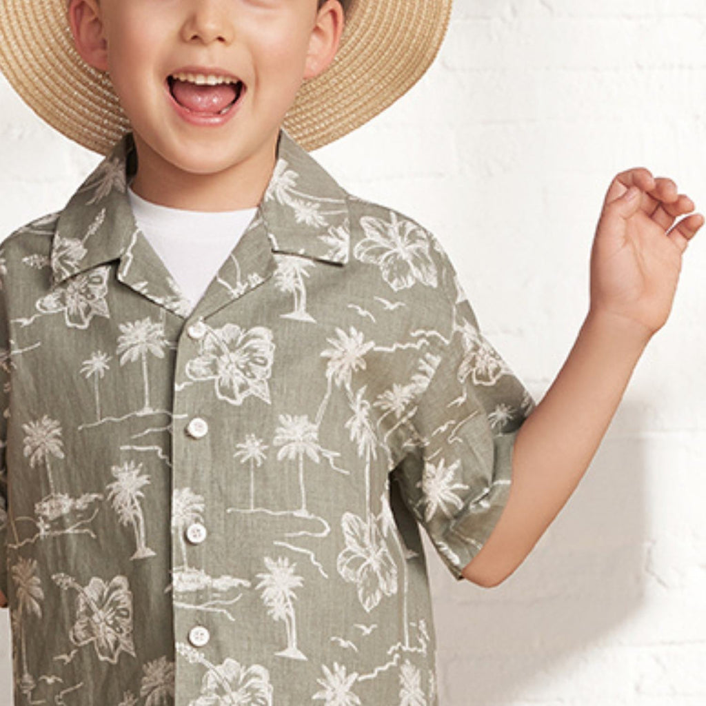 Kids Linen Cotton Short Sleeve Shirt - Relaxed Fit