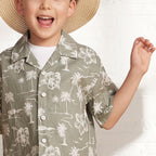 Kids Linen Cotton Short Sleeve Shirt - Relaxed Fit