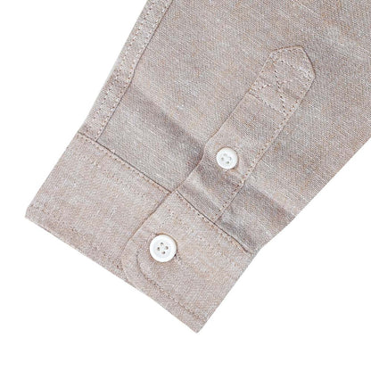 Kids Linen-Cotton Band Collar Shirt - Long Sleeve, Garment Wash