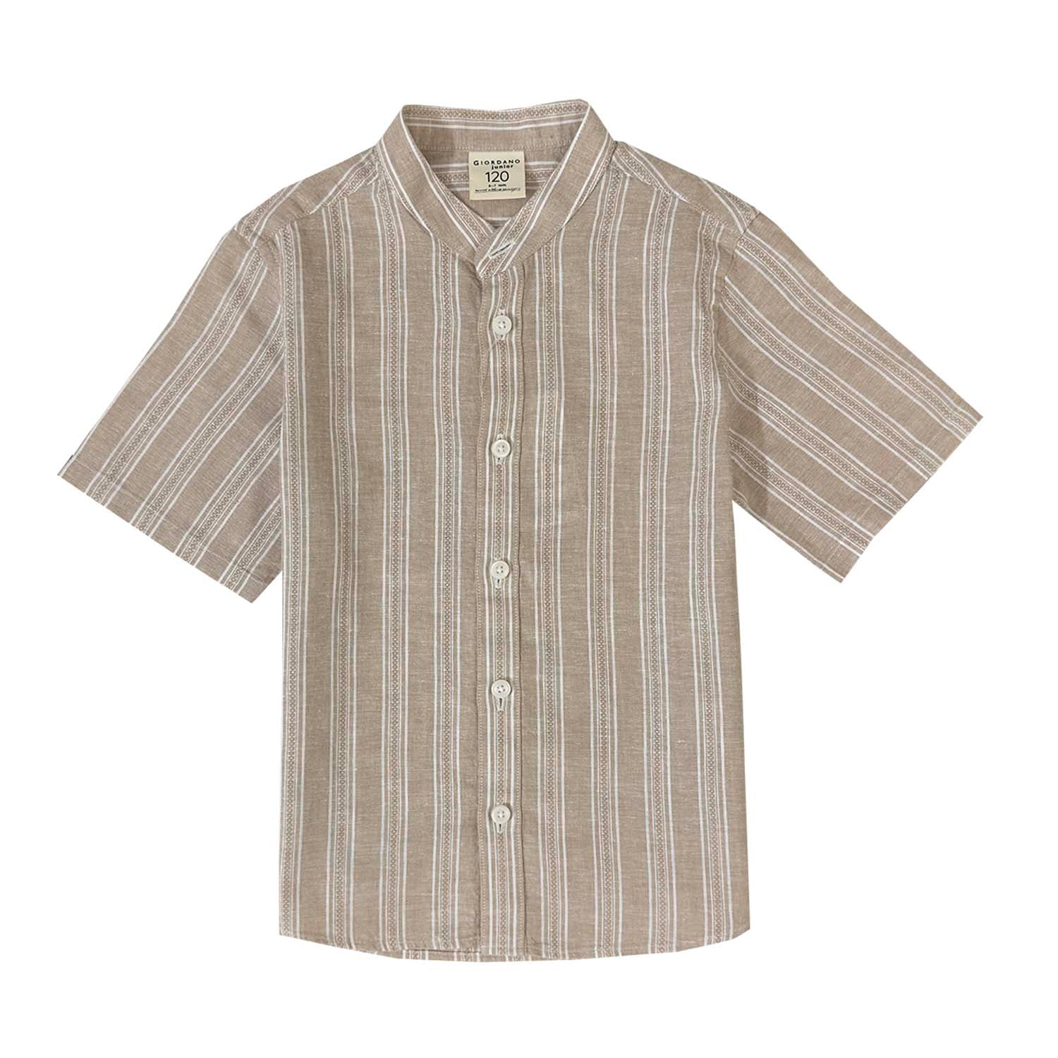 Kids Linen Cotton Band Collar Shirt