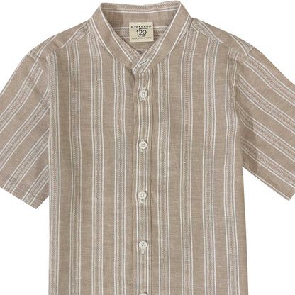 Kids Linen Cotton Band Collar Shirt