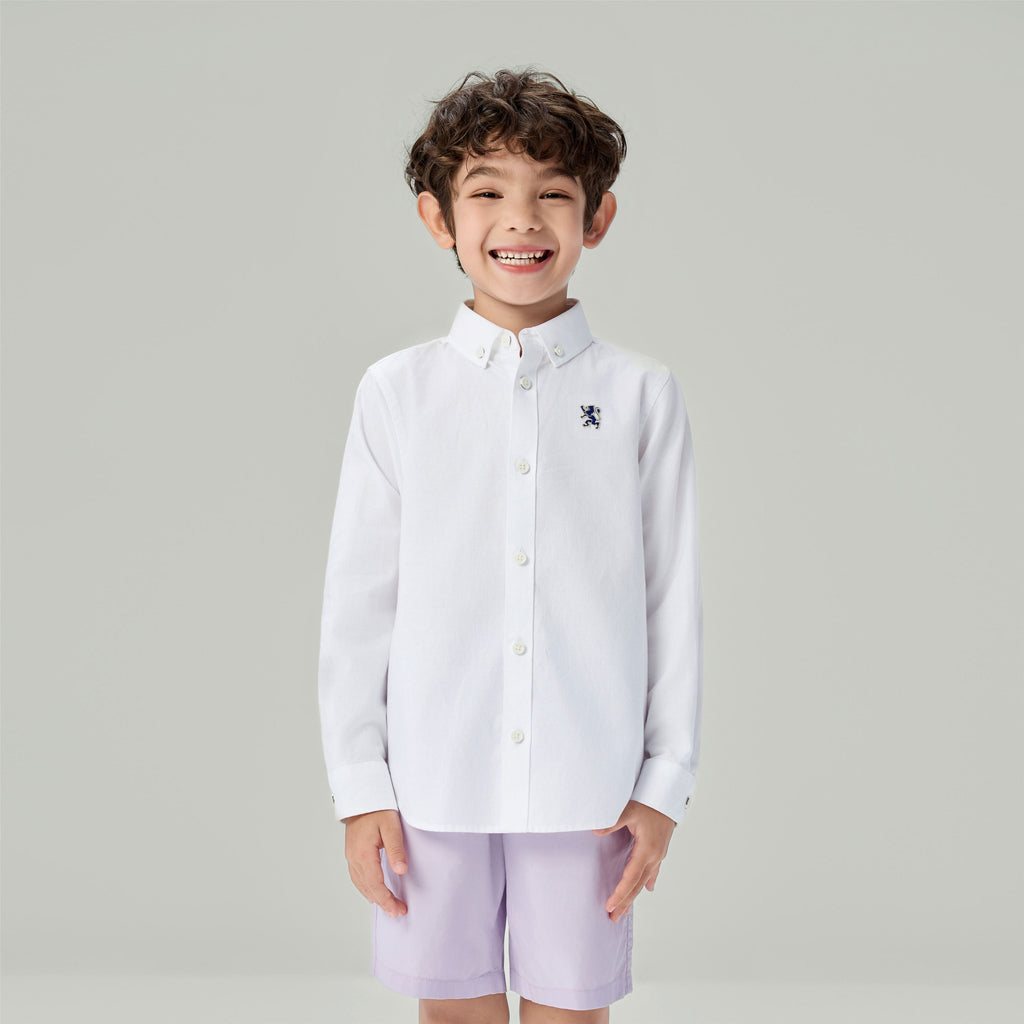 Kid's Cotton Embroidered Oxford Shirt