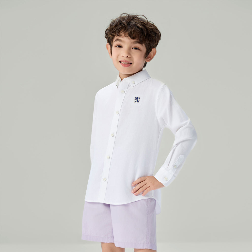 Kid's Cotton Embroidered Oxford Shirt
