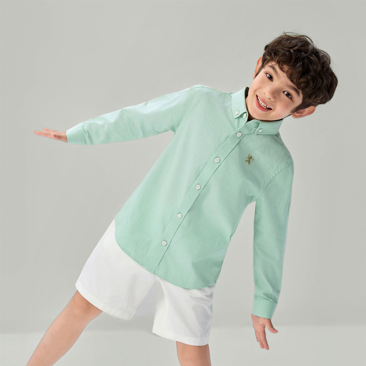 Kid's Cotton Embroidered Oxford Shirt